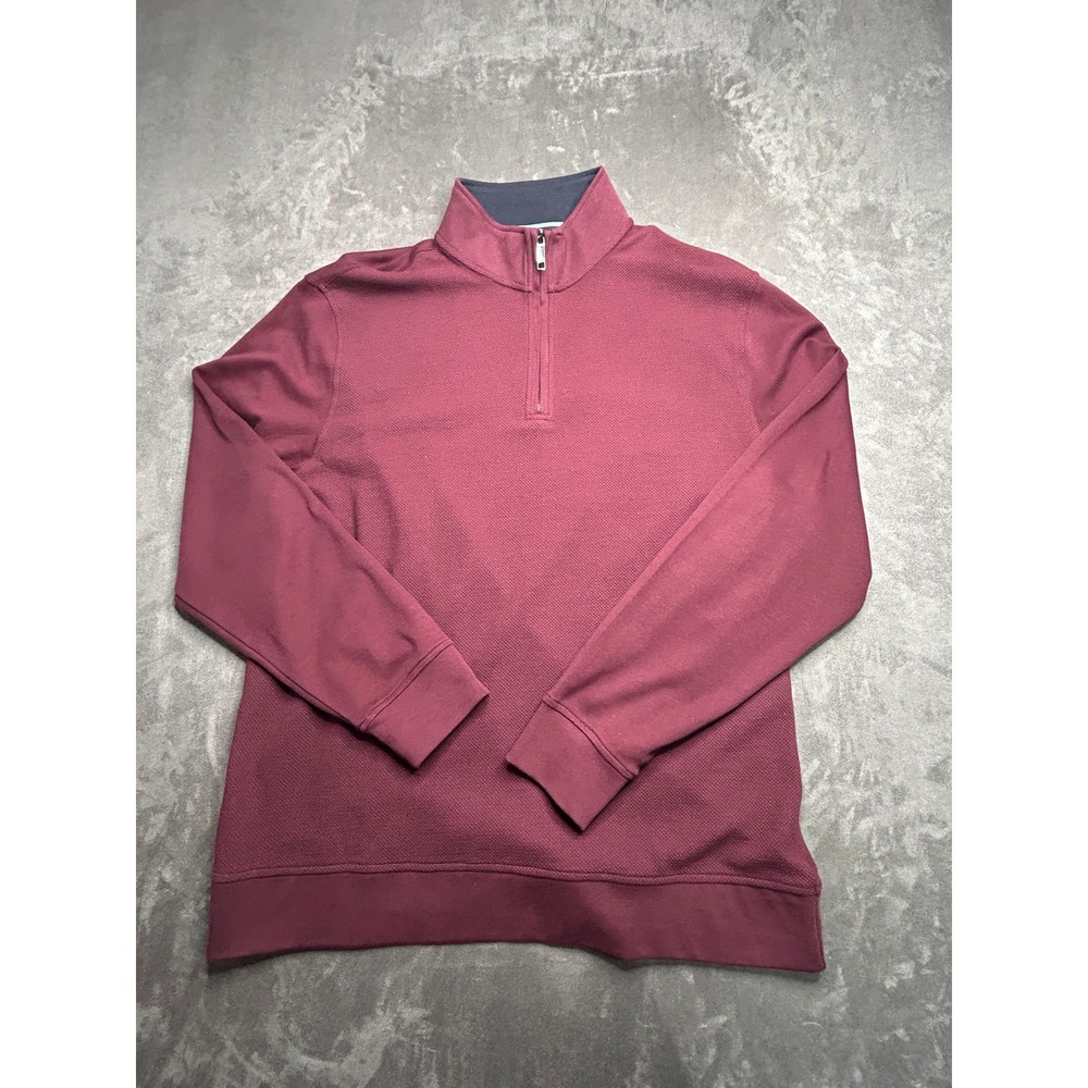 Ted Baker Quarter Zip‎ Pullover Men XL Burgundy Textured Knit Mock Neck Sweater